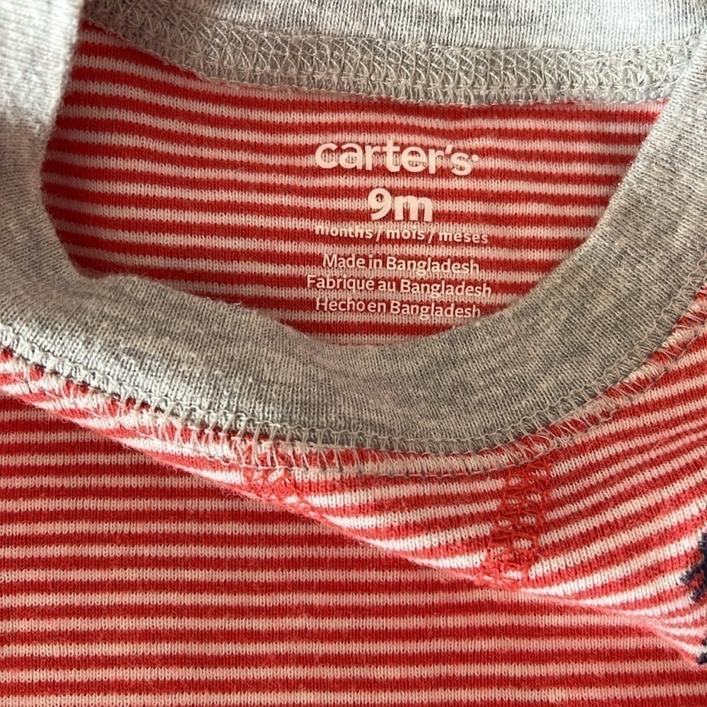 Carter’s Baby Boy’s Red And White Undershirt And Athletic Pants Size 9 Months - Picture 6 of 6